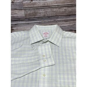 Brooks‎ Brothers 346 Dress Shirt Long Sleeve White Multi Color Lines Size 16-6/7